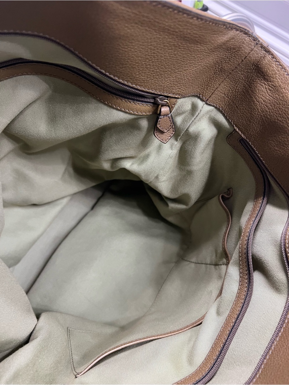 Bulgari Collezione Canvas and Leather Olive Green Tote - Picture 9 of 14